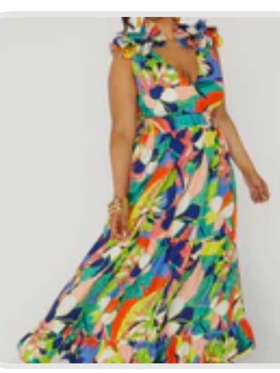 Ashley Stewart Dresses & Skirts - Colorful Ruffle Floral Midi Dress